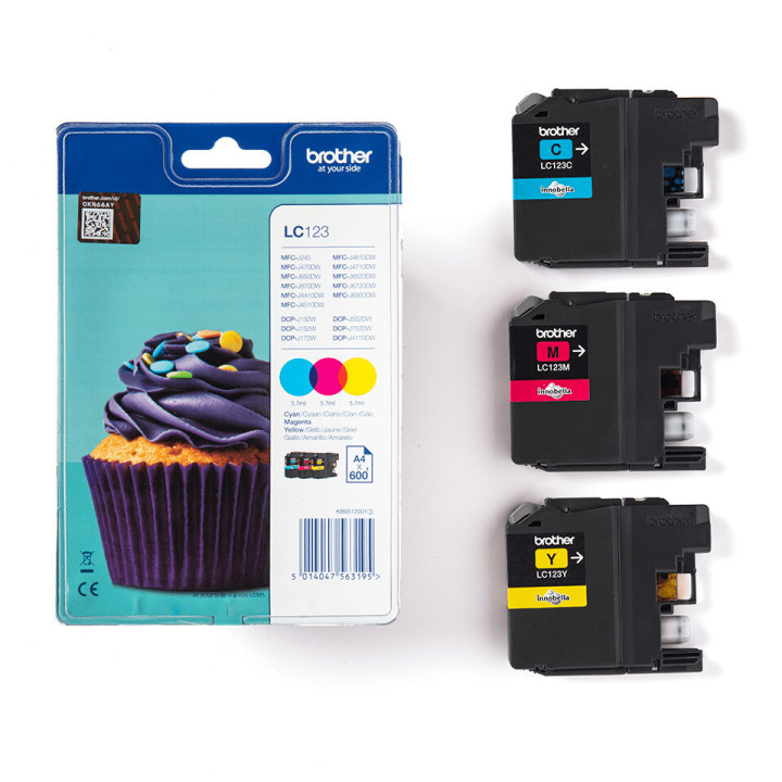 Brother LC123RBWBP cartouche d'encre 3 pièce(s) Original Cyan, Magenta, Jaune