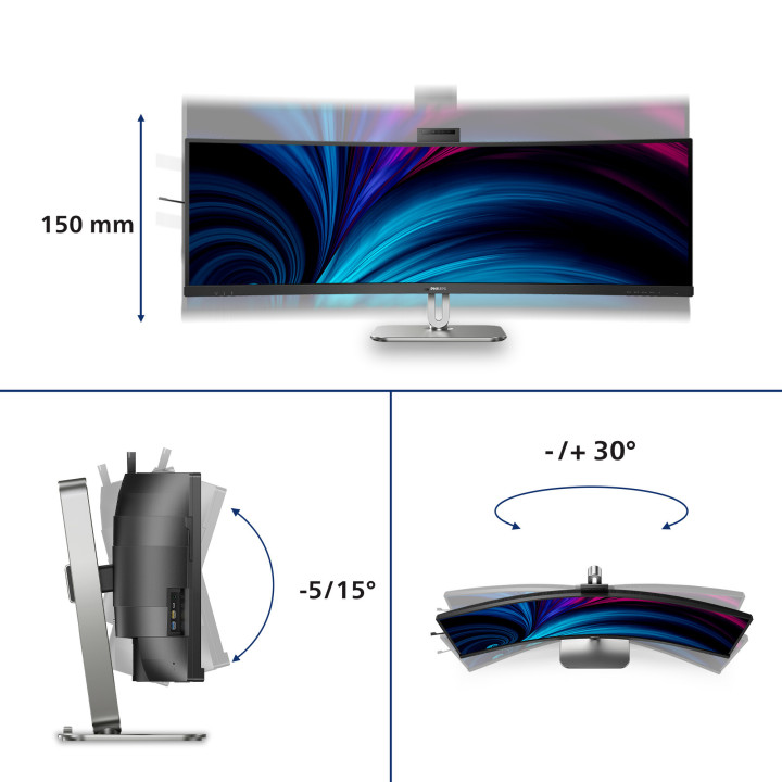 Philips 49B2U6900CH/00 écran plat de PC 124 cm (48.8") 5120 x 1440 pixels Dual QHD LCD Noir