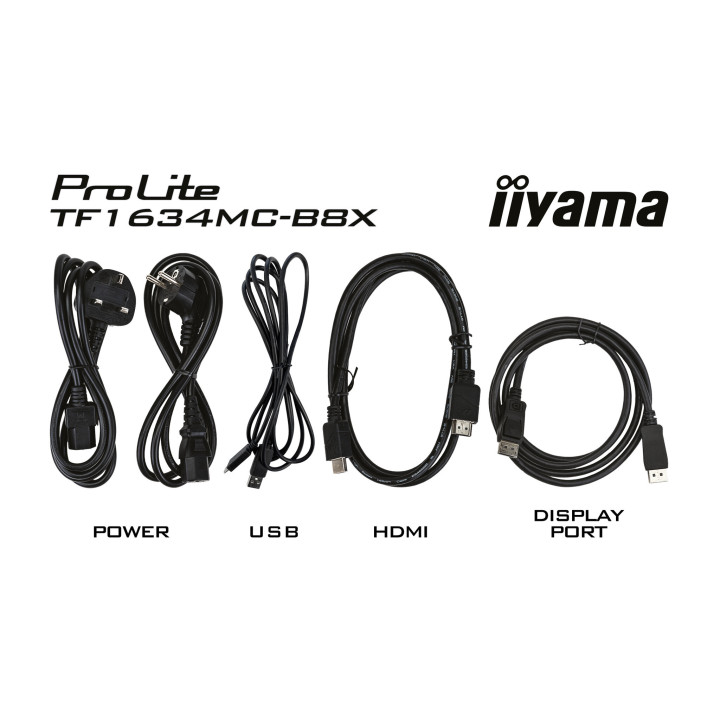 iiyama ProLite TF1634MC-B8X écran plat de PC 39,6 cm (15.6") 1920 x 1080 pixels Full HD LED Écran tactile Multi-utilisateur N
