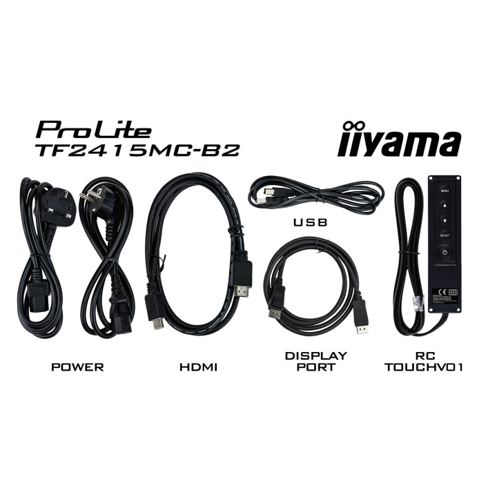 iiyama ProLite TF2415MC-B2 écran plat de PC 60,5 cm (23.8") 1920 x 1080 pixels Full HD LED Écran tactile Multi-utilisateur No