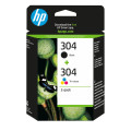 HP Pack de 2 cartouches authentiques d'encre noire/trois couleurs 304