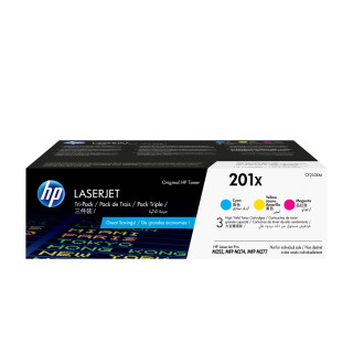 HP 201X LaserJet, lot de 3 cartouches de toner grande capacité authentiques, cyan/magenta/jaune