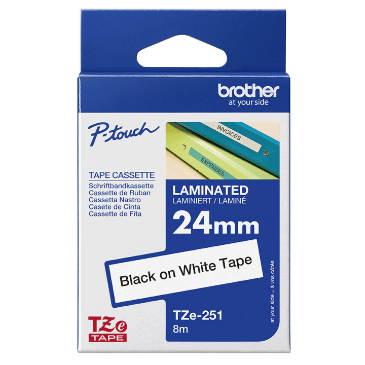 Brother TZE-251 ruban d'étiquette Noir sur blanc
