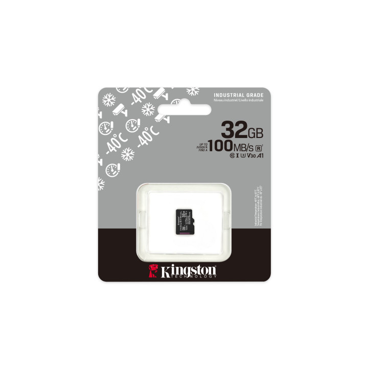 Kingston Technology Carte 32GB microSDHC Industrielle C10 A1 pSLC emballage individuel sans adaptateur