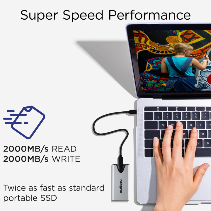 Integral SlimXpress Pro INSSD500GPORT3.2SLIMXS lecteur à circuits intégrés externe 500 Go USB 3.2 Gen 2x2