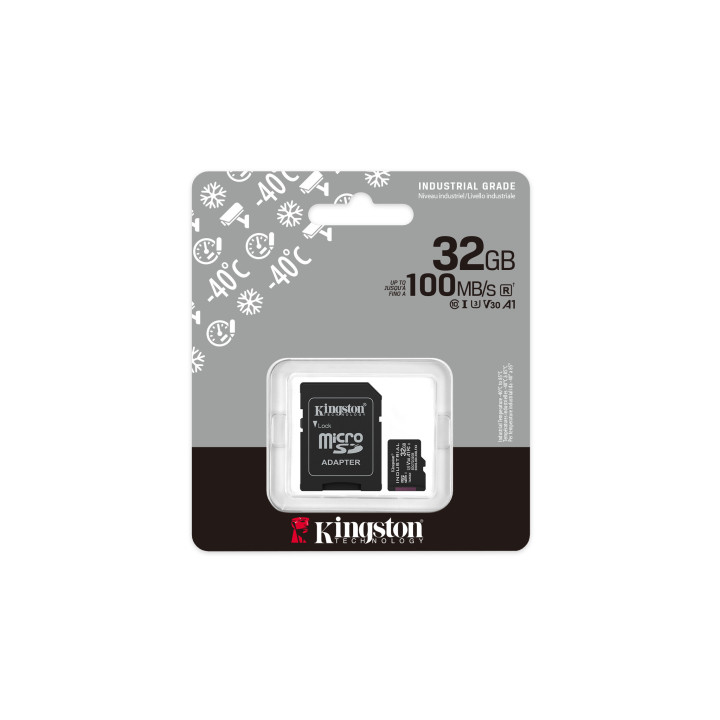 Kingston Technology Carte 32GB microSDHC Industrielle C10 A1 pSLC + adaptateur SD
