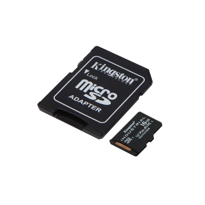 Kingston Technology Carte 16GB microSDHC Industrielle C10 A1 pSLC + adaptateur SD