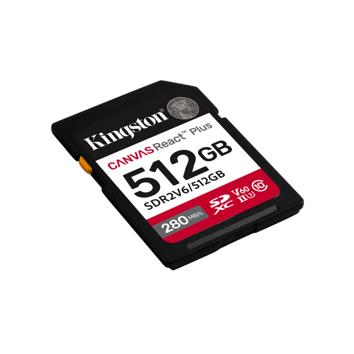 Kingston Technology 512GB Canvas React Plus SDXC UHS-II 280R/150W U3 V60 for Full HD/4K