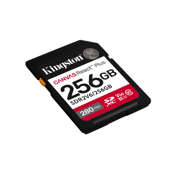 Kingston Technology 256GB Canvas React Plus SDXC UHS-II 280R/150W U3 V60 for Full HD/4K