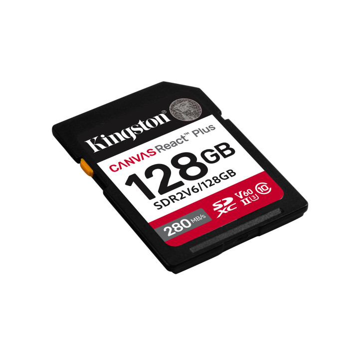 Kingston Technology 128GB Canvas React Plus SDXC UHS-II 280R/100W U3 V60 for Full HD/4K