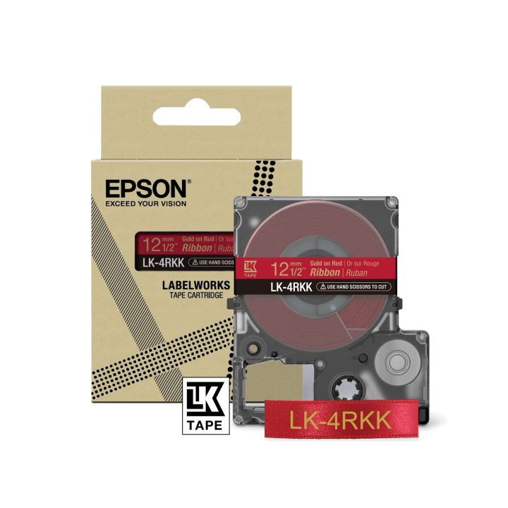 Epson Ruban satin pour étiqueteuse LK-4RKK Or/Rouge 12 mm (5 m)