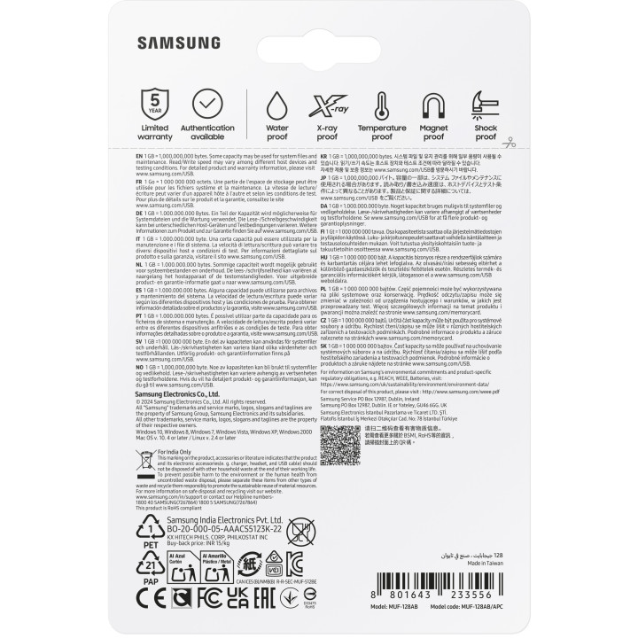 Samsung MUF-128AB lecteur USB flash 128 Go USB Type-A 3.2 Gen 1 (3.1 Gen 1) Gris, Argent