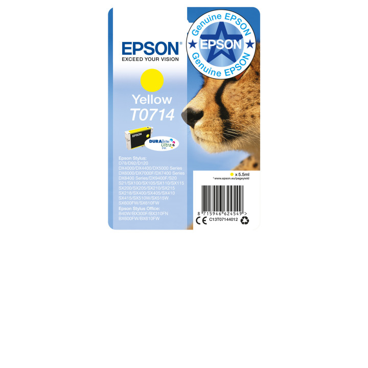 Epson Singlepack Yellow T0714 DURABrite Ultra Ink
