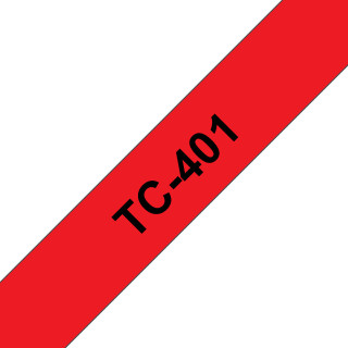 Brother TC-401 ruban d'étiquette Noir sur rouge