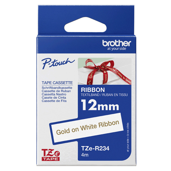 Brother TZE-R254 ruban d'étiquette Doré sur blanc