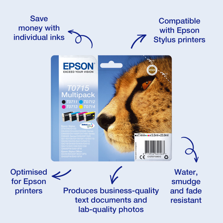 Epson Singlepack Cyan T0712 DURABrite Ultra Ink