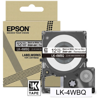 Epson LK-4WBQ - Spécial tissu thermocollant - Noir sur Blanc - 12mmx5m