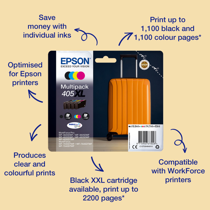 Epson Singlepack Cyan 405XL DURABrite Ultra Ink