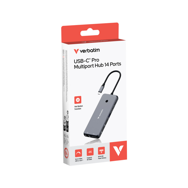 Verbatim 16105448 hub & concentrateur USB Type-C Gris