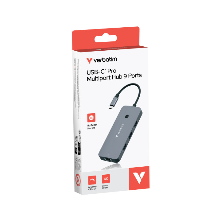 Verbatim CMH-09 USB Type-C 10000 Mbit/s Argent