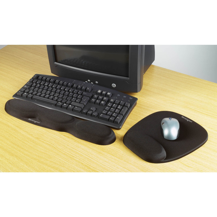Kensington Tapis de souris noir en mousse, repose-poignets intégré