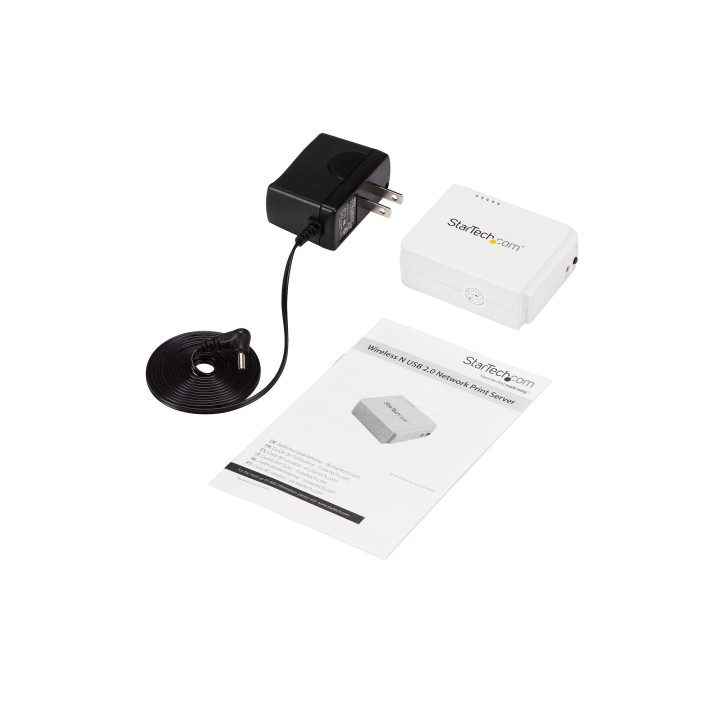 StarTech.com Serveur d'impression USB 2.0 sans fil N avec port Ethernet 10/100 Mb/s - 802.11 b/g/n