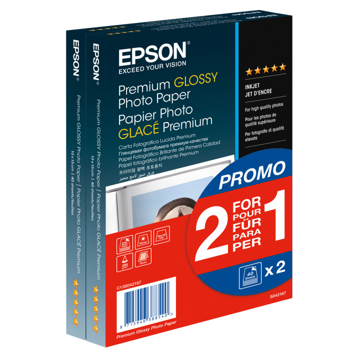 Epson Papier photo brillant Premium (100 x 150 mm), 255 g/m2, 80 feuilles