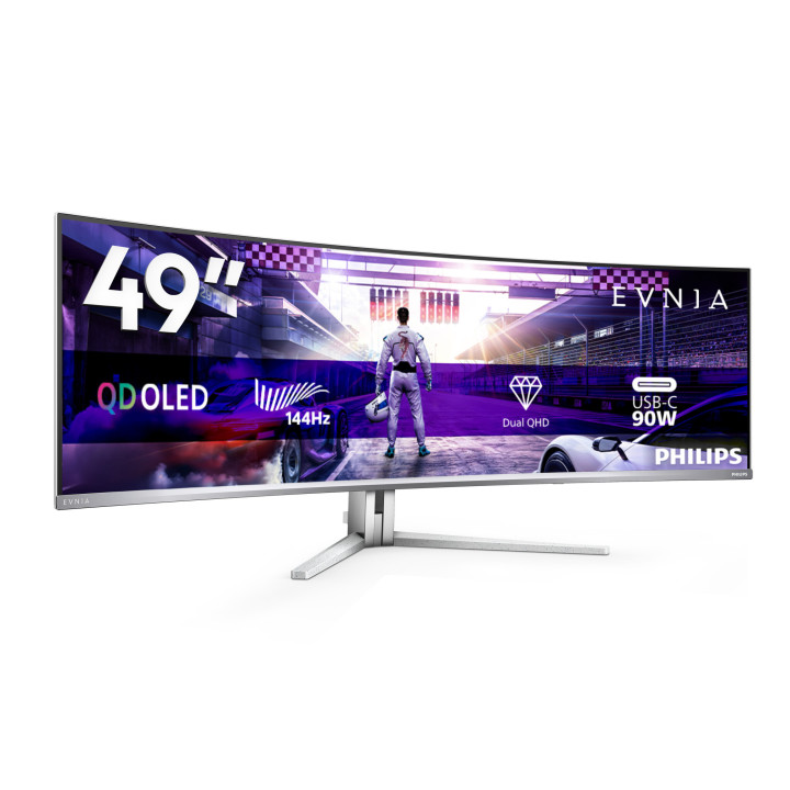 Philips Evnia 8000 49M2C8900L/00 écran plat de PC 124,2 cm (48.9") 5120 x 1440 pixels Dual QHD QD-OLED Blanc