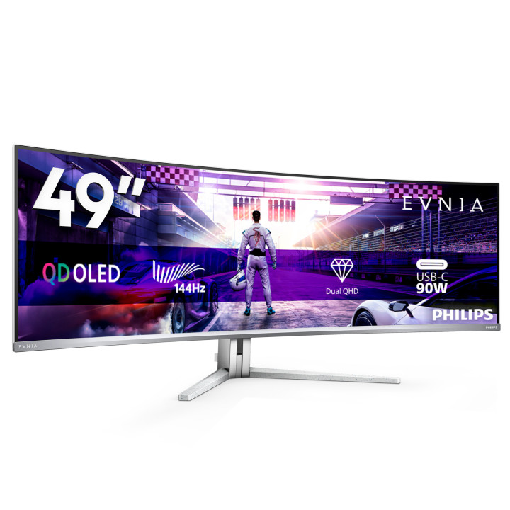 Philips Evnia 8000 49M2C8900L/00 écran plat de PC 124,2 cm (48.9") 5120 x 1440 pixels Dual QHD QD-OLED Blanc
