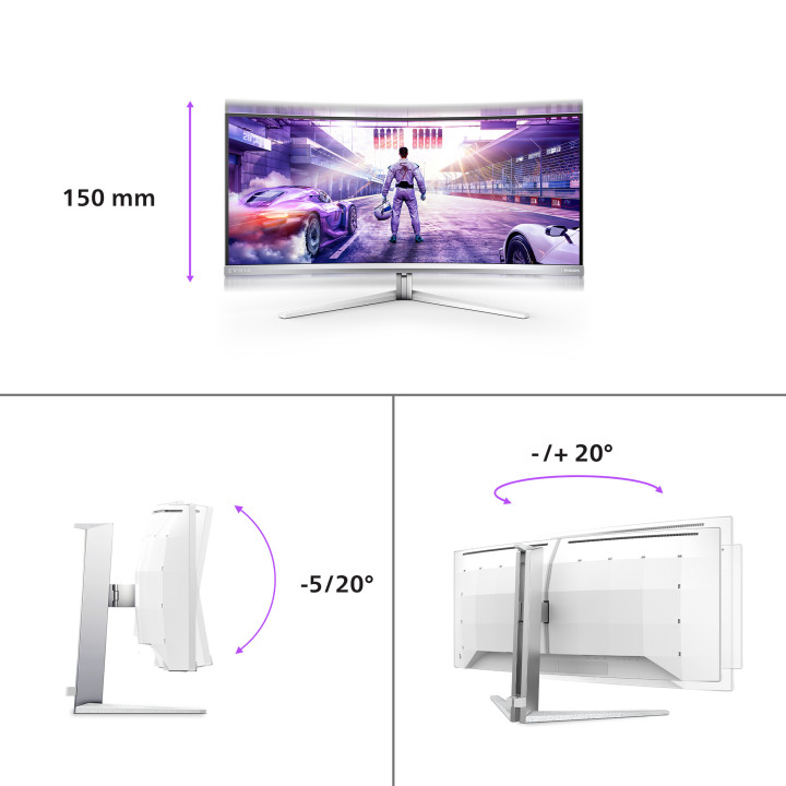Philips 34M2C8600/00 écran plat de PC 86,4 cm (34") 3440 x 1440 pixels Wide Quad HD OLED Blanc
