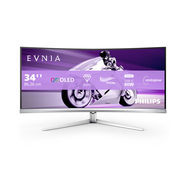 Philips 34M2C8600/00 écran plat de PC 86,4 cm (34") 3440 x 1440 pixels Wide Quad HD OLED Blanc