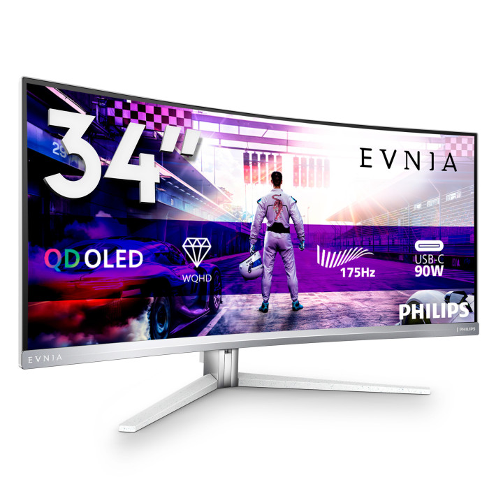 Philips 34M2C8600/00 écran plat de PC 86,4 cm (34") 3440 x 1440 pixels Wide Quad HD OLED Blanc