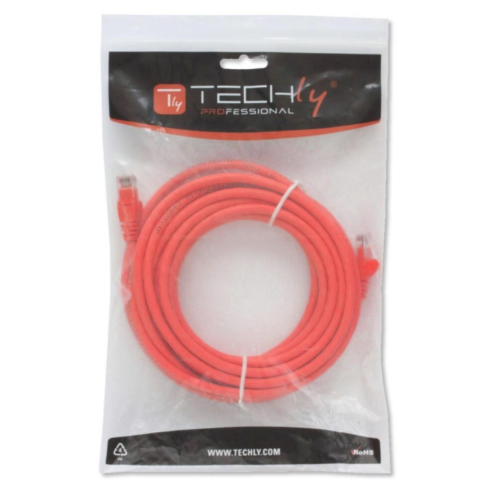 Techly ICOC CCA6U-030-RET câble de réseau Rouge 3 m Cat6 U/UTP (UTP)