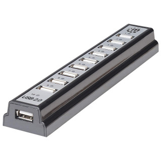 Manhattan Hub USB-A de bureau 10 ports, 10x USB-A, 480 Mbit/s (USB 2.0), Alimenté par USB ou par une alimentation externe (non