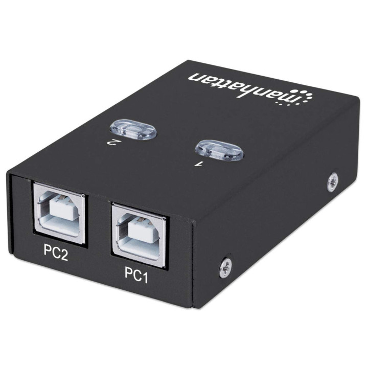 Manhattan Sélecteur de partage USB-A automatique, 2 ports USB-B, 480 Mbit/s (USB 2.0), double commande (auto-détection ou man