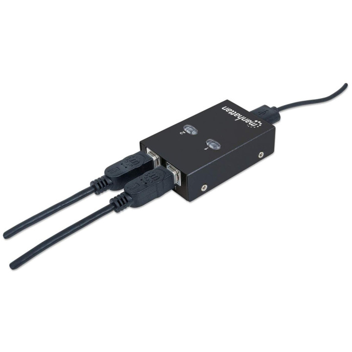 Manhattan Sélecteur de partage USB-A automatique, 2 ports USB-B, 480 Mbit/s (USB 2.0), double commande (auto-détection ou man