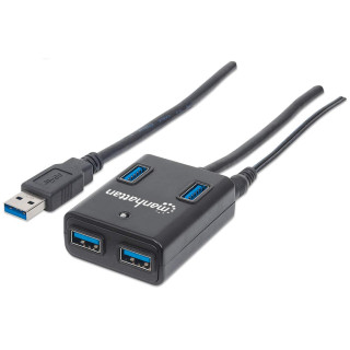 Manhattan 162302 hub & concentrateur USB 3.2 Gen 1 (3.1 Gen 1) Type-A 5000 Mbit/s Noir