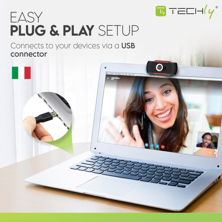 Techly I- -60T webcam 1920 x 1080 pixels USB 2.0 Noir