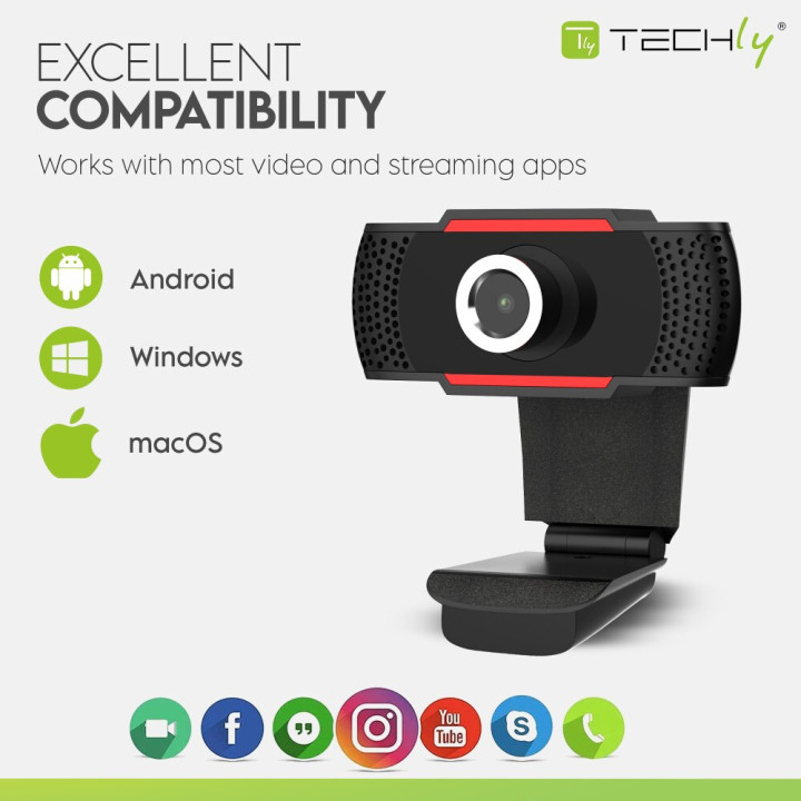Techly I- -60T webcam 1920 x 1080 pixels USB 2.0 Noir