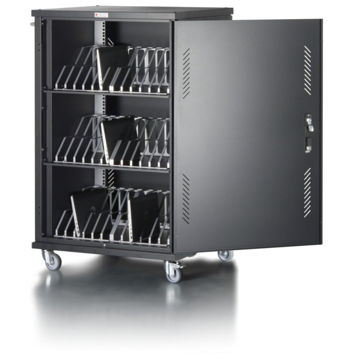 Techly I-CABINET-36D12ATY chariot et rangement roulant Module de charge et de gestion Noir