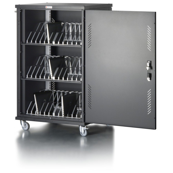 Techly I-CABINET-36D12ATY chariot et rangement roulant Module de charge et de gestion Noir