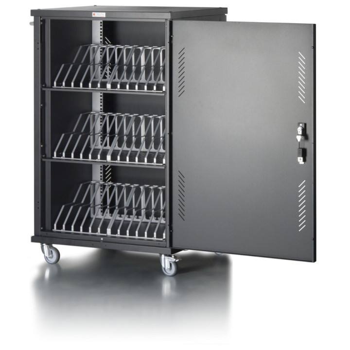 Techly I-CABINET-36D12ATY chariot et rangement roulant Module de charge et de gestion Noir