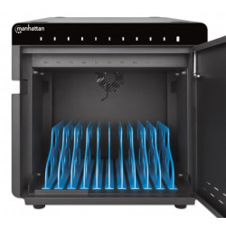 Manhattan Armoire de charge USB-C de bureau 10 appareils (iPad jusqu’à 11"), pour tablettes et smartphones, compartiments 26