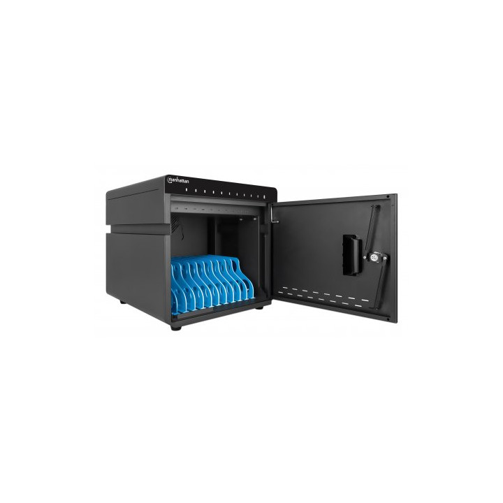 Manhattan Armoire de charge USB-C de bureau 10 appareils (iPad jusqu’à 11"), pour tablettes et smartphones, compartiments 26