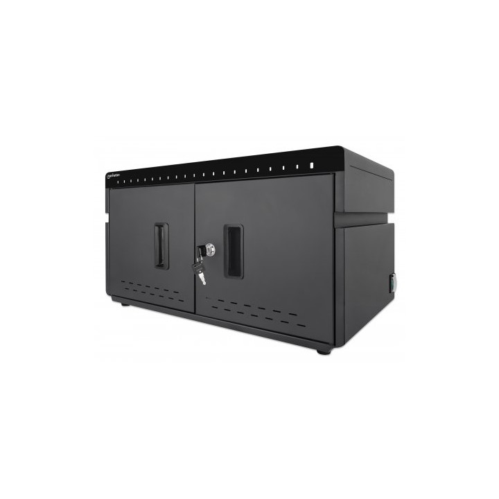 Manhattan Armoire de charge USB-C de bureau 20 appareils (iPad jusqu’à 11"), pour tablettes et smartphones, compartiments 26