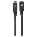 Manhattan Rallonge USB-C, 50 cm, mâle vers femelle, 10 Gbit/s (USB 3.2 Gen 2 / USB 3.1), 5 A (charge ultra-rapide), noir, gara