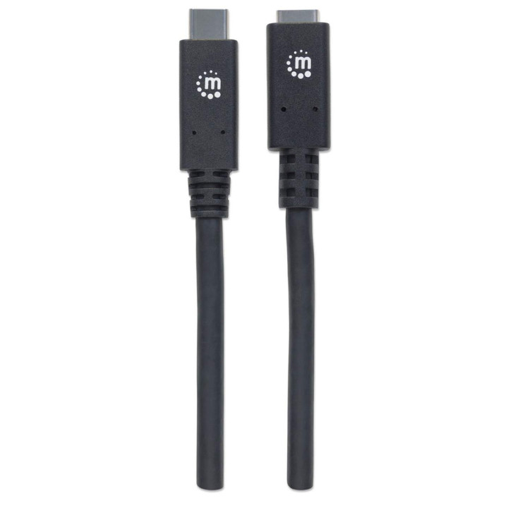 Manhattan Rallonge USB-C, 50 cm, mâle vers femelle, 10 Gbit/s (USB 3.2 Gen 2 / USB 3.1), 5 A (charge ultra-rapide), noir, gara