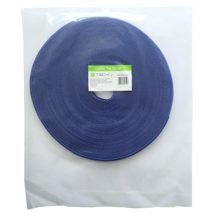 Techly ISWT-ROLL-1025 serre-câbles Velcro Bleu
