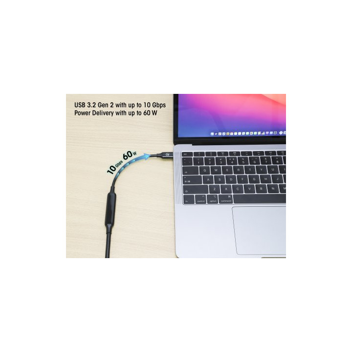 Manhattan Câble USB-C vers USB-C actif, 3 m, mâle à mâle, 10 Gbit/s (USB 3.2 Gen 2 / USB 3.1), 3 A (charge rapide), noir, g