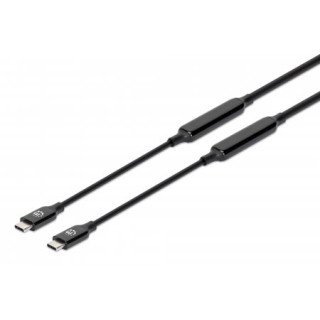 Manhattan Câble USB-C vers USB-C actif, 5 m, mâle à mâle, 10 Gbit/s (USB 3.1), 3 A (charge rapide), noir, garantie à vie